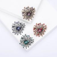 Crystal Brooch, Zinc Alloy, with Crystal, Flower, plated, fashion jewelry & for woman & with rhinestone 