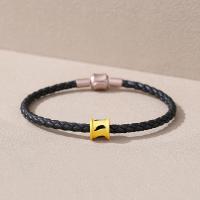 PU Leather Cord Bracelets, 925 Sterling Silver, with leather cord, fashion jewelry & for man Approx 7.87 Inch 