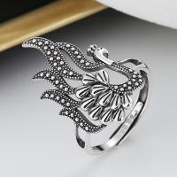 Sterling Silver Finger Ring, 925 Sterling Silver, Peacock, Antique finish, fashion jewelry & Unisex, 28mm 