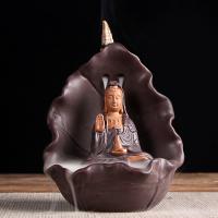 Incense Smoke Flow Backflow Holder Ceramic Incense Burner, Purple Clay, handmade, for home and office & durable & with LED light 