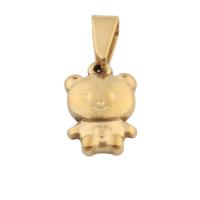Stainless Steel Animal Pendants, 304 Stainless Steel, Bear, Vacuum Ion Plating, fashion jewelry & for woman, golden 