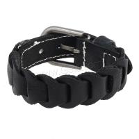 PU Leather Cord Bracelets, with Zinc Alloy, handmade, vintage & for man, black cm [