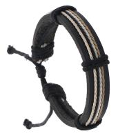 PU Leather Cord Bracelets, with Wax Cord, vintage & adjustable & for man Approx 18-23 cm 