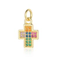 Cubic Zirconia Micro Pave Brass Pendant, gold color plated, fashion jewelry & DIY & micro pave cubic zirconia [