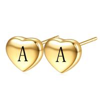 Titanium Steel Earrings, Heart, gold color plated, fashion jewelry & for woman 