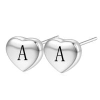 Titanium Steel Earrings, Heart, silver color plated, fashion jewelry & for woman 