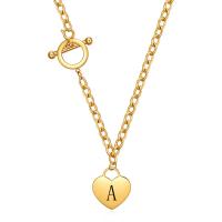Titanium Steel Jewelry Necklace, Heart, gold color plated, fashion jewelry & for woman Approx 45 cm [