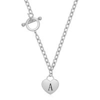 Titanium Steel Jewelry Necklace, Heart, silver color plated, fashion jewelry & for woman Approx 45 cm 