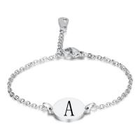 Titanium Steel Bracelet & Bangle, with 5CM extender chain, Round, silver color plated, fashion jewelry & for woman Approx 17 cm [