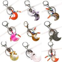 Eisen Schlüssel Verschluss, mit Edelstein, Mond, Modeschmuck & verschiedenen Materialien für die Wahl, keine, 25x30x6mm, verkauft von PC[
