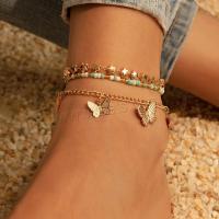 Zinc Alloy Anklet, with Resin & Iron, plated, three pieces & fashion jewelry 