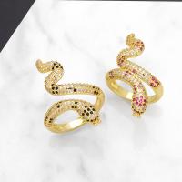 Cubic Zirconia Micro Pave Brass Finger Ring, Snake, plated, fashion jewelry & micro pave cubic zirconia 33mm, Inner Approx 17mm 