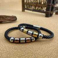 PU Leather Cord Bracelets, with 304 Stainless Steel, handmade, fashion jewelry & for man 0.6cm Approx 21 cm 