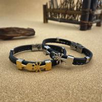 PU Leather Cord Bracelets, with 304 Stainless Steel, handmade, fashion jewelry & for man 0.8CM Approx 21 cm [