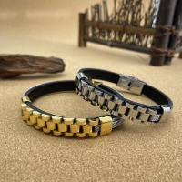 PU Leather Cord Bracelets, with 304 Stainless Steel, handmade, fashion jewelry & for man 1CM Approx 21 cm [