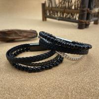 PU Leather Cord Bracelets, with 304 Stainless Steel, handmade, fashion jewelry & for man 1.2cm Approx 21 cm 