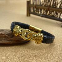 PU Leather Cord Bracelets, with 304 Stainless Steel, handmade, fashion jewelry & for man, 1.2CM Approx 21 cm [