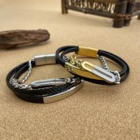 PU Leather Cord Bracelets, with 304 Stainless Steel, handmade, fashion jewelry & for man, 1.2CM Approx 21 cm 