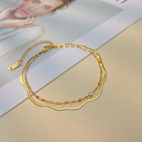 Stainless Steel Anklets Jewelry, 304 Stainless Steel, with 6.5CM extender chain, fashion jewelry & micro pave rhinestone & for woman, gold Approx 20 cm 