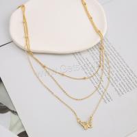 Fashion Multi Layer Necklace, Zinc Alloy, Butterfly, three layers & fashion jewelry & for woman & with rhinestone 