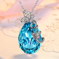 Glass Zinc Alloy Necklace, with Glass, fashion jewelry & with rhinestone Approx 50 cm [