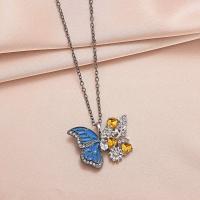 Glass Zinc Alloy Necklace, with Glass, fashion jewelry & with rhinestone Approx 50 cm [