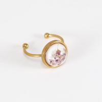 Resin Finger Ring, Brass, with Dried Flower, fashion jewelry & Unisex & epoxy gel, Approx 