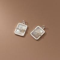 Cubic Zirconia Sterling Silver Pendants, 925 Sterling Silver, with Cubic Zirconia & Shell, plated, DIY, silver color [