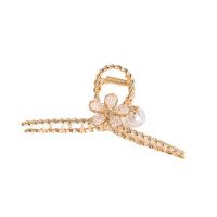 Hair Claw Clips, Zinc Alloy, with Crystal & Plastic Pearl, Flower, KC gold color plated, fashion jewelry & for woman [