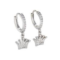 Cubic Zirconia Micro Pave Brass Earring, Crown, plated, micro pave cubic zirconia & for woman 