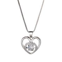 Cubic Zircon Micro Pave Brass Necklace, with 2inch extender chain, Heart, plated, box chain & micro pave cubic zirconia & for woman & hollow 15mm Approx 15.7 Inch [