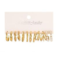 Eisen Stud Ohrring, mit Kunststoff Perlen, goldfarben plattiert, 6 Stück & Modeschmuck & für Frau, 21-24mm, verkauft von setzen