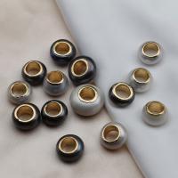 Perlas cultivadas de agua dulce Abalorios Europeos de Agujero Grande, con metal, alta calidad plateado y nunca se descolora, Bricolaje, más colores para la opción, 14-17mm, Vendido por UD[