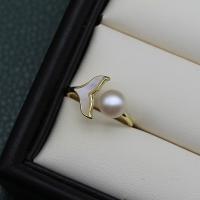 Cultured Freshwater Pearl Finger Ring, with Brass, gold color plated, fashion jewelry & for woman, 7-8mm 