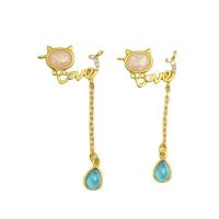 Rhinestone Brass Pendants, with Moonstone & Opal, fashion jewelry & DIY & for woman & with rhinestone [