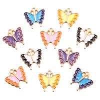 Zinc Alloy Enamel Pendants, Butterfly, KC gold color plated, DIY Approx [