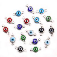Evil Eye Jewelry Connector, 304 Stainless Steel, Flat Round, DIY & enamel & 1/1 loop Approx 