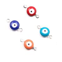 Evil Eye Jewelry Connector, 304 Stainless Steel, Flat Round, DIY & enamel & 1/1 loop Approx [