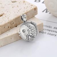Sterling Silver Animal Pendants, 990 Sterling Silver, Fish, Antique finish, DIY 