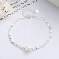 Fashion Sterling Silver Jewelry Sets, 925 Sterling Silver, with Plastic Pearl, bright silver color plated, fashion jewelry & for woman 