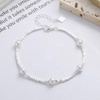 Fashion Sterling Silver Jewelry Sets, 925 Sterling Silver, with Plastic Pearl, bright silver color plated, fashion jewelry & for woman 