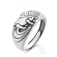 Sterling Silver Finger Ring, 925 Sterling Silver, Antique finish, fashion jewelry & Unisex 10mm 