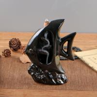 Incense Smoke Flow Backflow Holder Ceramic Incense Burner, Porcelain, Fish, handmade, for home and office & durable [