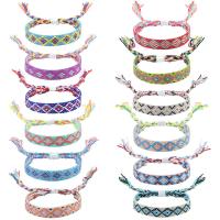 Bracelets tissés en chaîne, Tissu en coton, fait à la main, style folk & unisexe & réglable, plus de couleurs à choisir Environ 14-27 cm, Vendu par PC