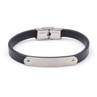 PU Leather Cord Bracelets, with 304 Stainless Steel, Vacuum Ion Plating, vintage & for man cm 