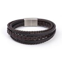 PU Leather Cord Bracelets, with 304 Stainless Steel, vintage & for man cm [