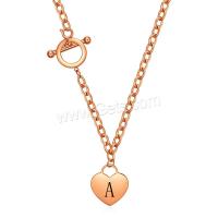 Titanium Steel Jewelry Necklace, Heart, light rose gold color plated, fashion jewelry & for woman Approx 45 cm 