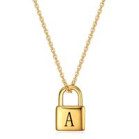 Titanium Steel Jewelry Necklace, Lock, gold color plated, fashion jewelry & for woman Approx 50 cm [