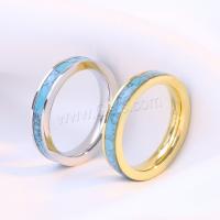Titanium Steel Finger Ring, with turquoise, plated, fashion jewelry & for woman 4mm 