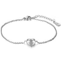 Titanium Steel Bracelet & Bangle, with 4CM extender chain, Heart, plated, fashion jewelry & for woman Approx 18 cm 